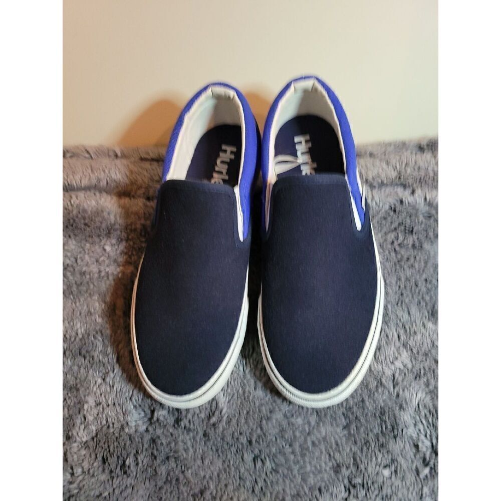 Hurley Kenji Navy Royal Blue Canvas Athletic Slip Ons Yourh Size 4